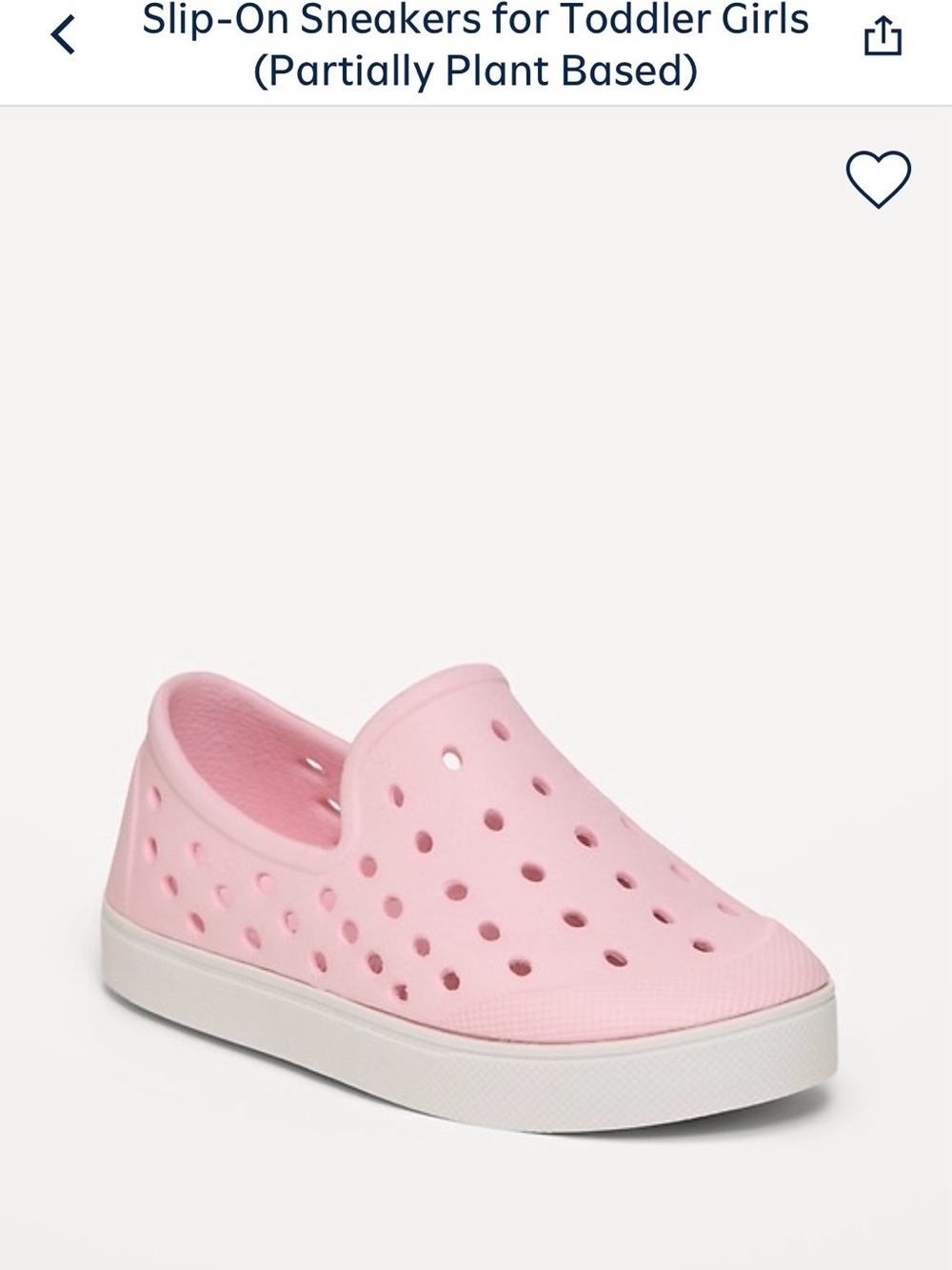 Old Navy Toddler Slip-On Sneakers in Light Pink with White Sole